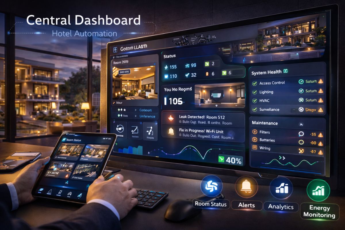 Centralized hotel automation dashboard